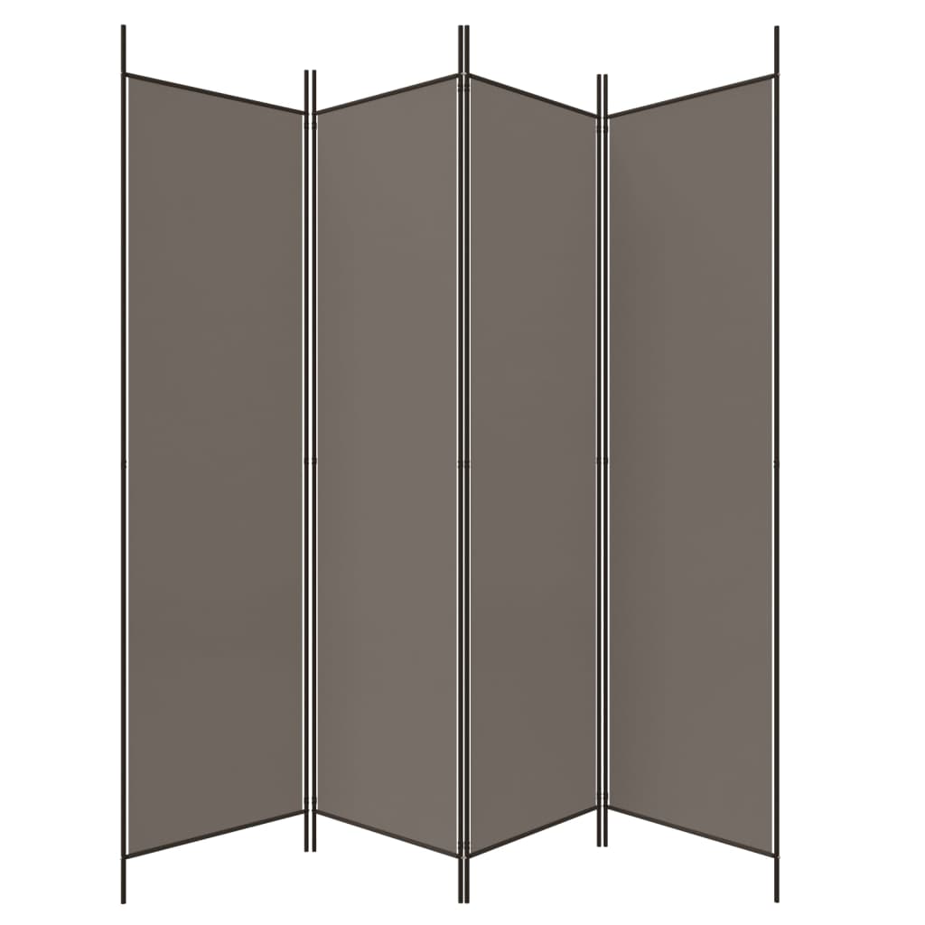 Rumsavdelare 4 paneler antracit 200x200 cm tyg