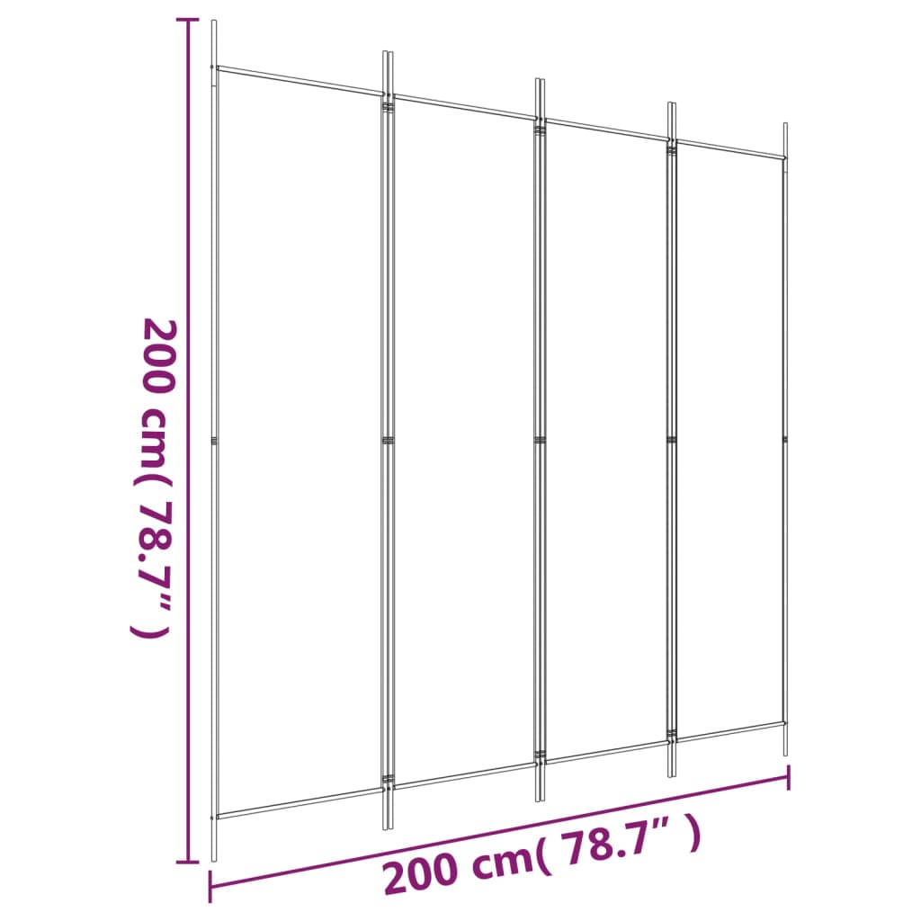 Rumsavdelare 4 paneler antracit 200x200 cm tyg