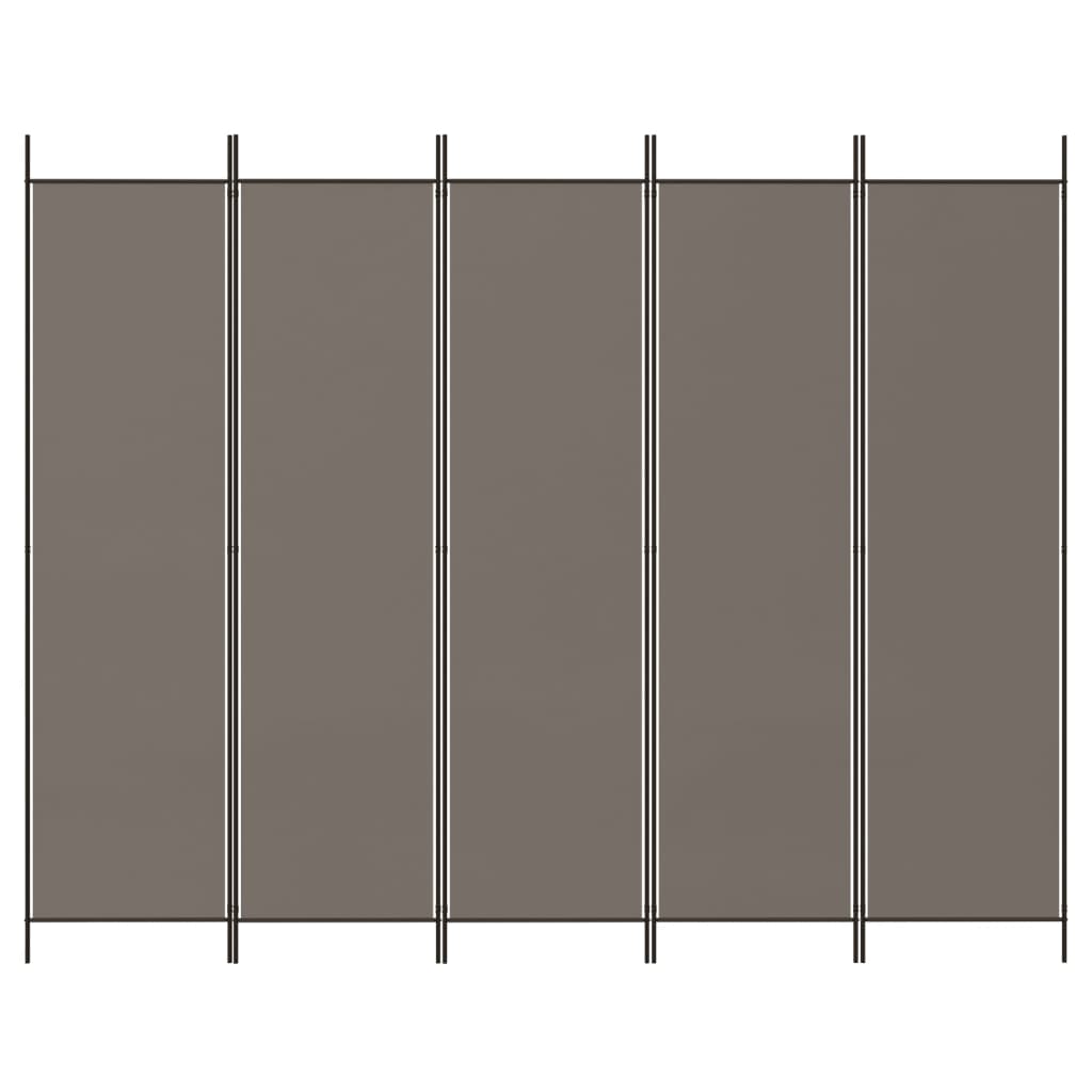 Rumsavdelare 5 paneler antracit 250x200 cm tyg
