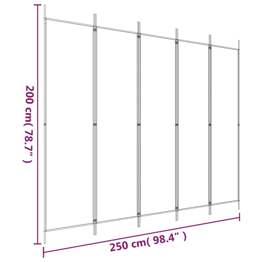 Rumsavdelare 5 paneler antracit 250x200 cm tyg