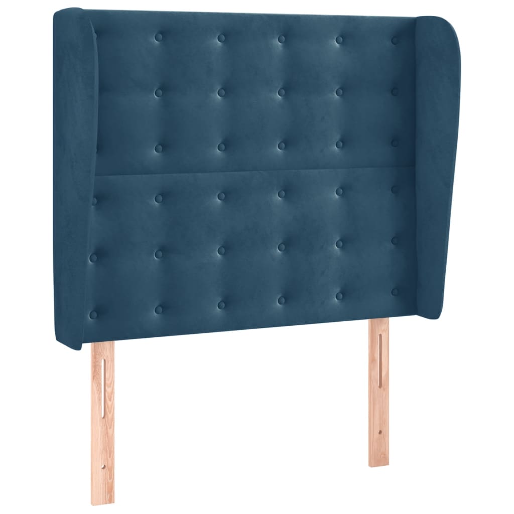 Sänggavel med kanter mörkblå 83x23x118/128 cm sammet