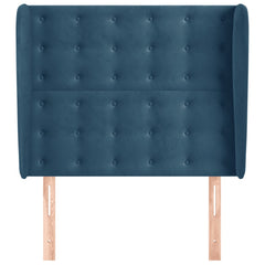 Sänggavel med kanter mörkblå 83x23x118/128 cm sammet