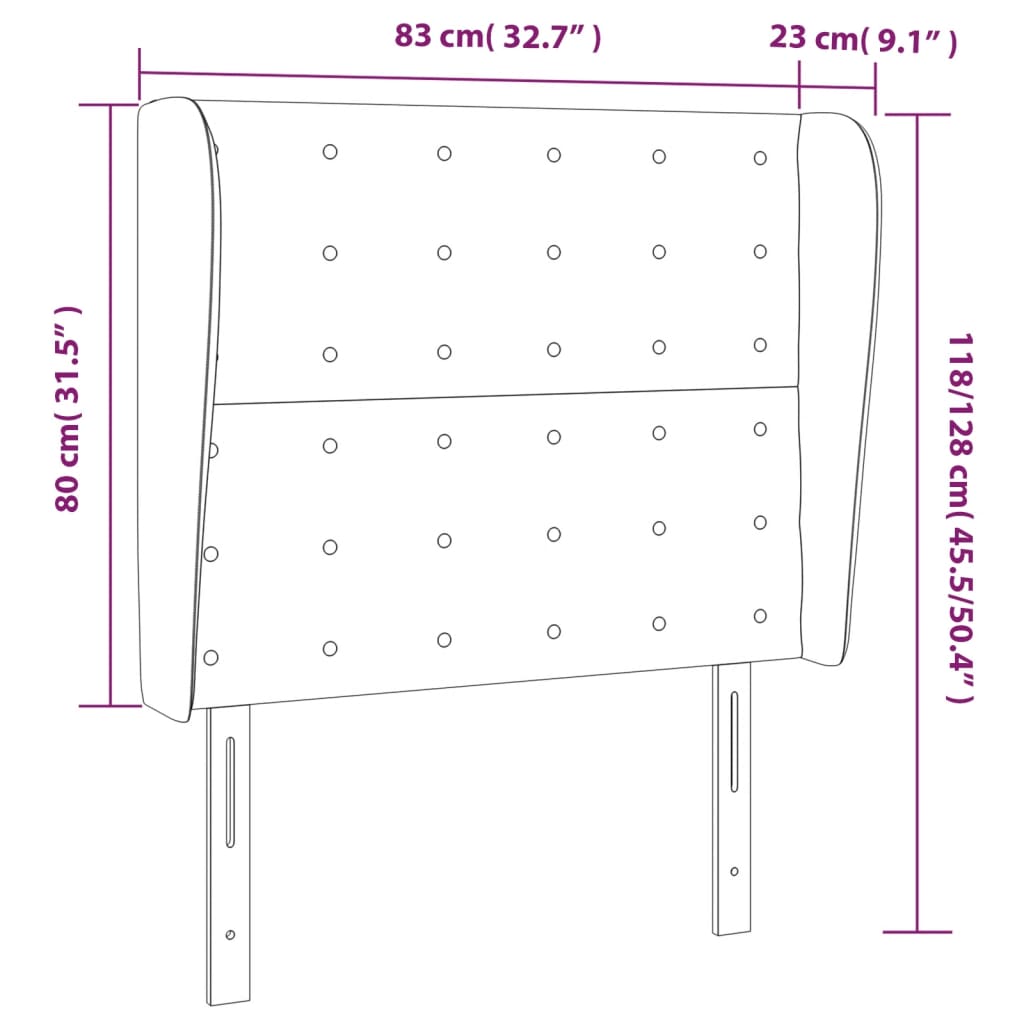 Sänggavel med kanter mörkblå 83x23x118/128 cm sammet