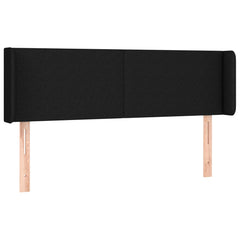 Sänggavel med kanter svart 147x16x78/88 cm tyg