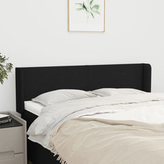 Sänggavel med kanter svart 147x16x78/88 cm tyg