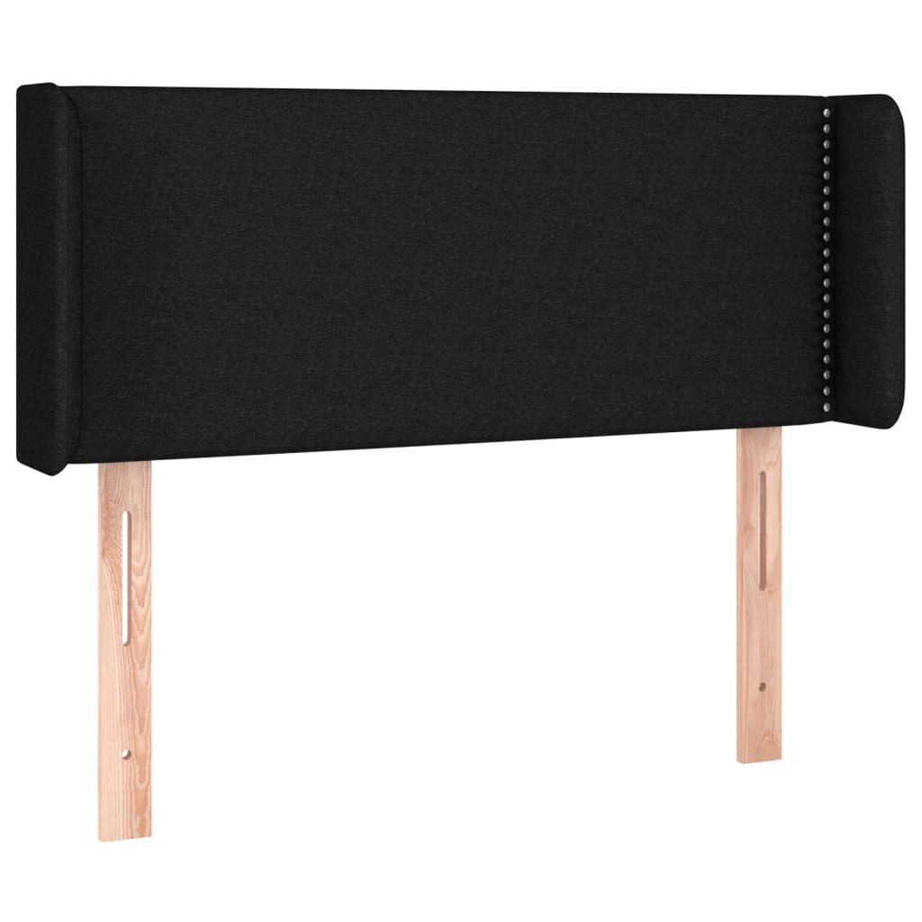 Sänggavel med kanter svart 93x16x78/88 cm tyg