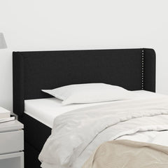 Sänggavel med kanter svart 93x16x78/88 cm tyg