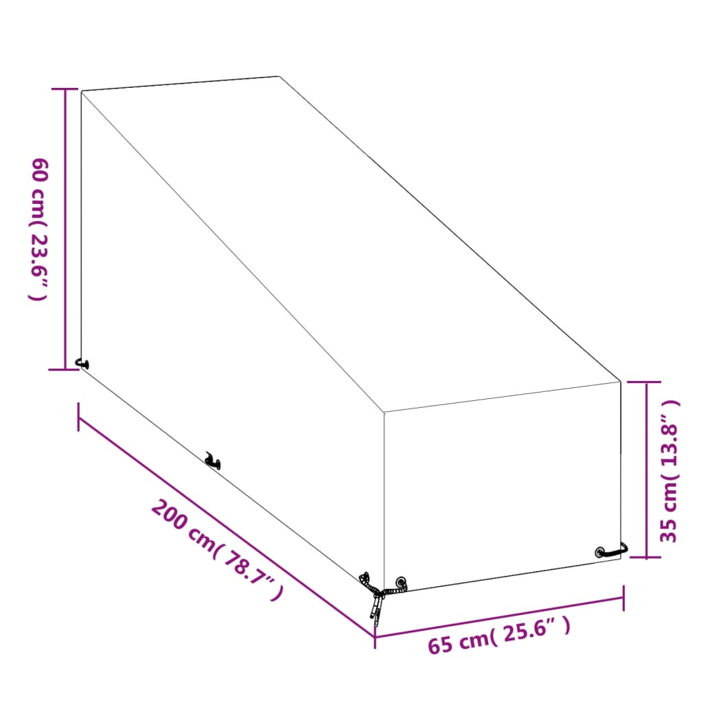 Överdrag för solsäng 12 öljetter 200x65x35/60 cm polyeten