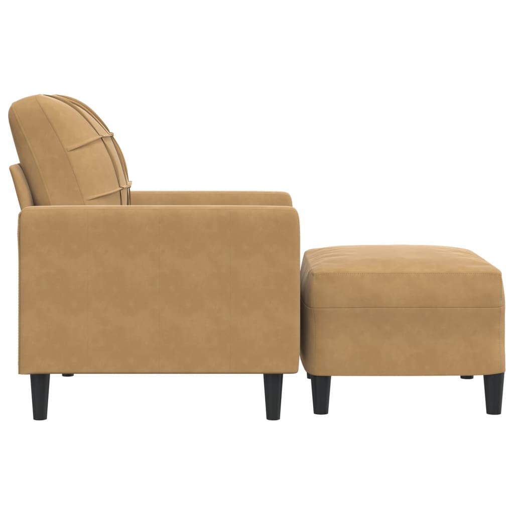 Fåtölj med fotpall Brun 60 cm sammet