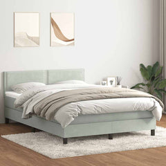 Ramsäng med madrass ljusgrå 140x210 cm sammet