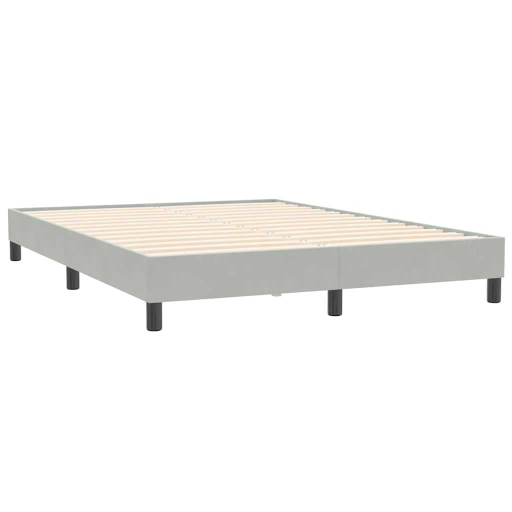 Ramsäng med madrass ljusgrå 140x210 cm sammet